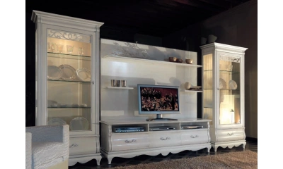 Комплект мебели в гостиную Vaccari Giovanni Bella Italia (витрина 1-дверная левая, витрина 1-дверная правая, тумба ТВ, панель под ТВ)