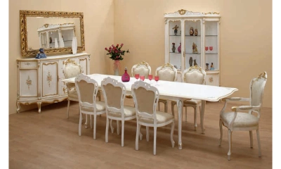 Комплект мебели в гостиную Vaccari Giovanni Bella Italia (витрина 2-х дверная, комод, стол обеденный, 6 стульев, 2 полукресла)