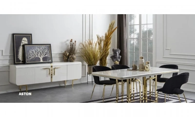 Комплект Мебели В Гостиную (Стол Обеденный, Стулья 6 Штук, Комод, Зеркало) Orix