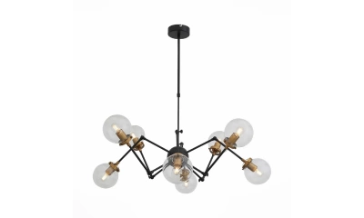 SL234.402.08 Люстра потолочная ST-Luce Черный, Золото/Прозрачный E27 8*40W (из 2-х коробок)