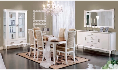 Комплект мебели в гостиную Vaccari Giovanni Bella Italia (витрина 2-х дверная, комод, стол обеденный, 6 стульев).