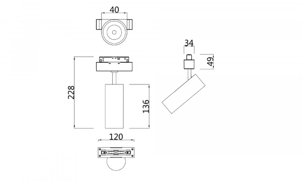 Трековый Светильник Technical Tr019-2-7W4K-B