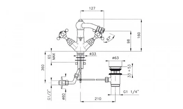 Смеситель Для Биде Nicolazzi Half Dome 1434Bz70