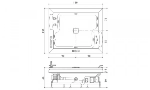 Акриловая Ванна Jacuzzi Aura Plus 180X150 9F43-337A
