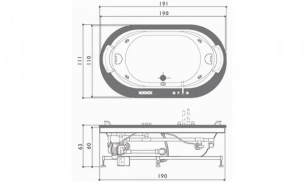 Акриловая Ванна Jacuzzi Opalia 190X110 9F43-498A
