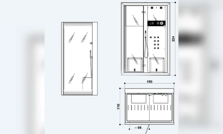 Душевая Кабина Jacuzzi Frame In2 9448-27619 Черн/Хром - фото 6
